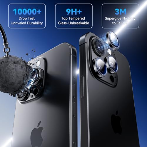 Image of Supershieldz CAM-Guard 3D Camera Lens Protector Ring for iPhone 16 Pro Max | 16 Pro, Keep Original Design and Color, 9H Hardness, Easy Installation - Black Titanium