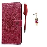 Funda para Samsung Galaxy S7 Edge, Libro de Cuero Impresión de Suave PU Premium e Silicone TPU Carcasa, Soporte Plegable, Ranuras para Tarjetas y Billetera, Cierre Magnético Girasol Rosa Caliente