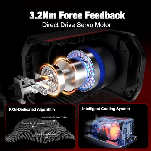 Image of PXN Direct Drive Gaming Steering Wheel, V10 Ultra Racing Wheel with 3.2Nm Real Force Feedback, Adjustable Throttle&Brake Pedals, 4 Paddle Shifters - for PC, PS4, Xbox One, Xbox Series X|S