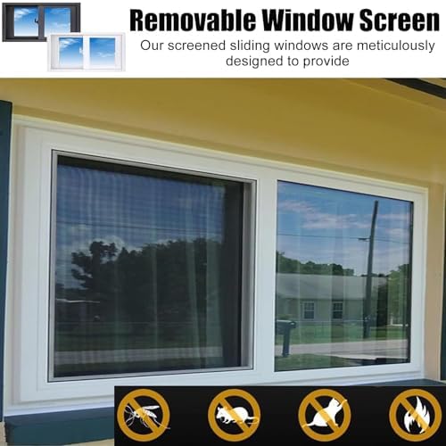 Horizontal Sliding Basement Window, Aluminum Replacement Ventilation Window (50x28in / 125x70cm) - Energy Efficient, Weatherproof Design for Improved Airflow and Security