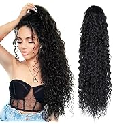 LACE PLUS 32 Inch Long Curly Ponytail Hair Extension Curly Heat Resistant Synthetic Instant Clip ...