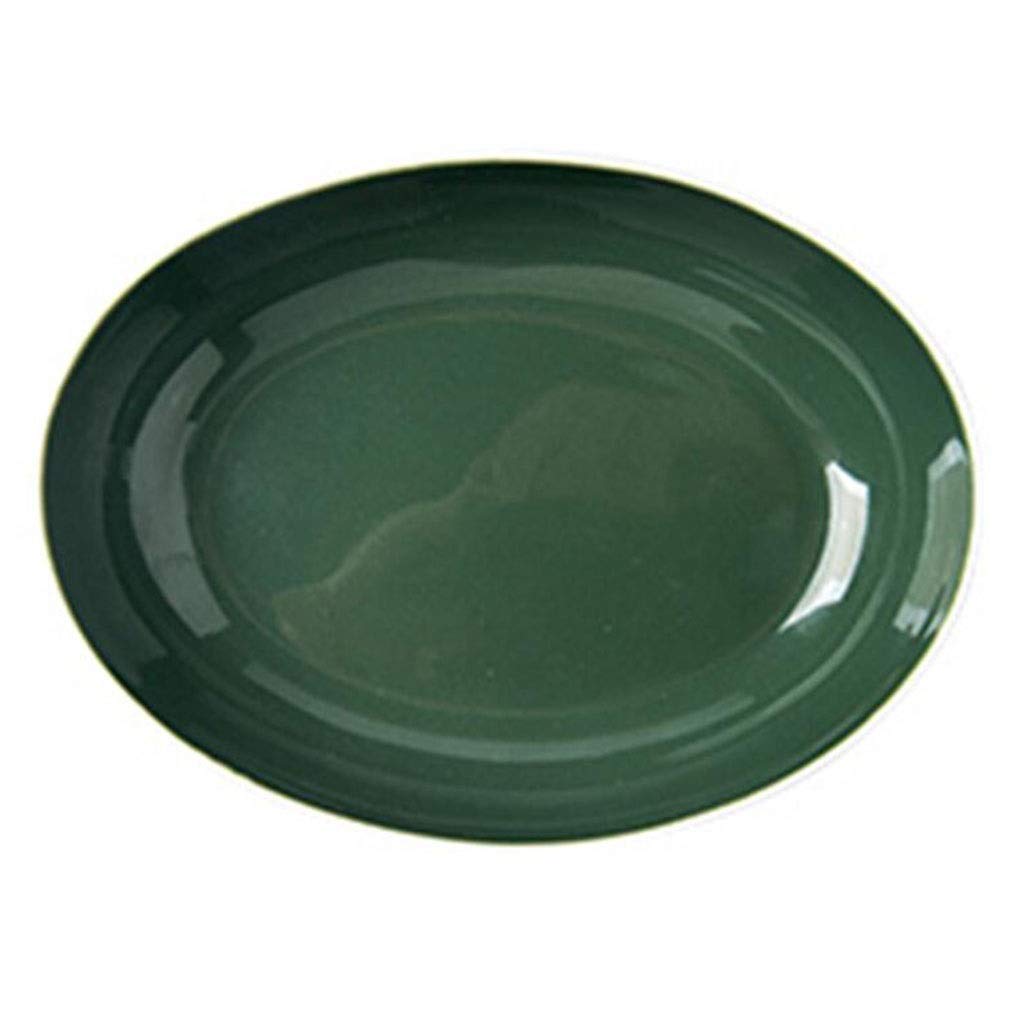 緑色波型皿と茶色平型皿セット 緑色波型皿と茶色平型皿セット