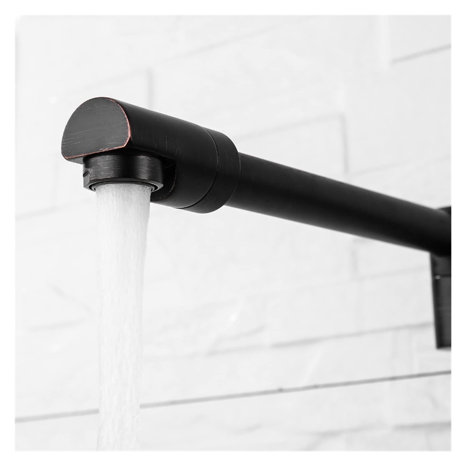 Messing Wandmontierte Küchenarmatur Schwarzer Topffüller Wasserhahn Schwenkfaltungsverriegelung Rotary Stretch Basin Wasserhahn Waschbecken Hahn,Hocheffiziente Filtration