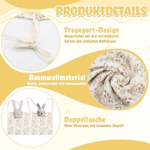 ZOCONE 2 Stück Babybett Organizer Hängend, 2-in-1 Baby Kinderzimmer Organizer Aufhängen Babybett Verstellbarer Hängeorganizer Babybetttasche für Windeln Kleidung Spielzeug (Blätter und Blume)