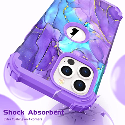 Image of Hocase for iPhone 13 Pro Max Case, Heavy Duty Shockproof Protection Soft Silicone Rubber Bumper+Hard Plastic Hybrid Protective Case for iPhone 13 Pro Max (6.7 inch) 2021 - When Purple Meets Blue
