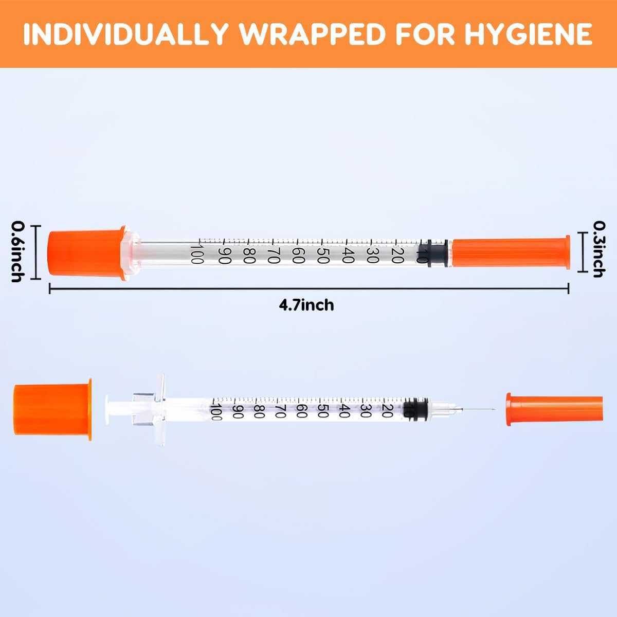 120 PACK U-100 Syringes, 30G 5/16" (8mm) 1ml/cc Disposable Syringe, Individual Wrapped, Lab Supplies — Amazon image 8