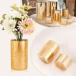 Gold Vase Tea Lights Votive Candle Holders, Mercury Glass Hurricane Pillar Candle Holder Bulk for Wedding Decor Party Table Centerpieces(4 Set 12Pcs) - Image 5