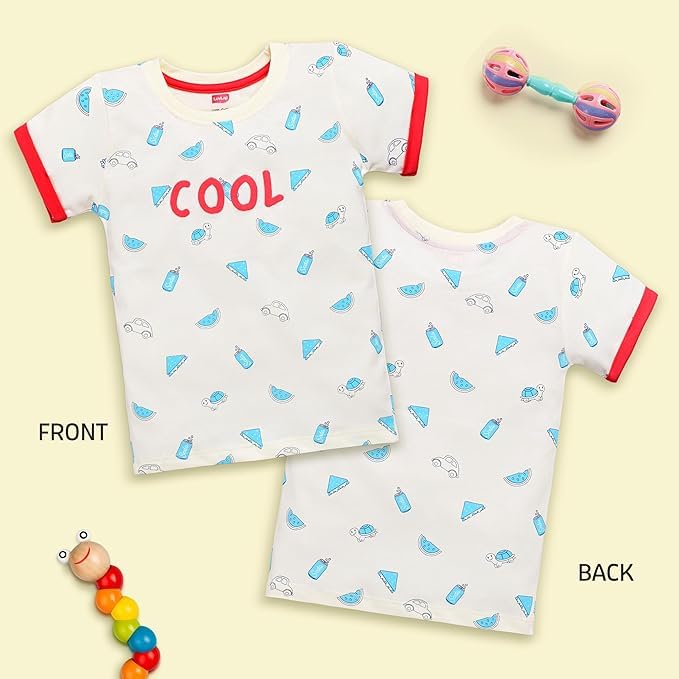 Image of LuvLap Baby Boys Regular Fit 100% Cotton Half Sleeve Boys T-Shirt Pack of 5