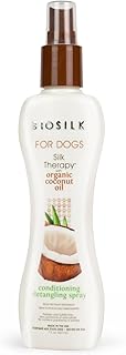 BioSilk Silk Therapy Conditioning Detangling Spray for Dogs with Natural Coconut Oil - Dog Matted Hair Detangler Conditioner for Dogs, Dematting Grooming Supplies, 7 Fl Oz