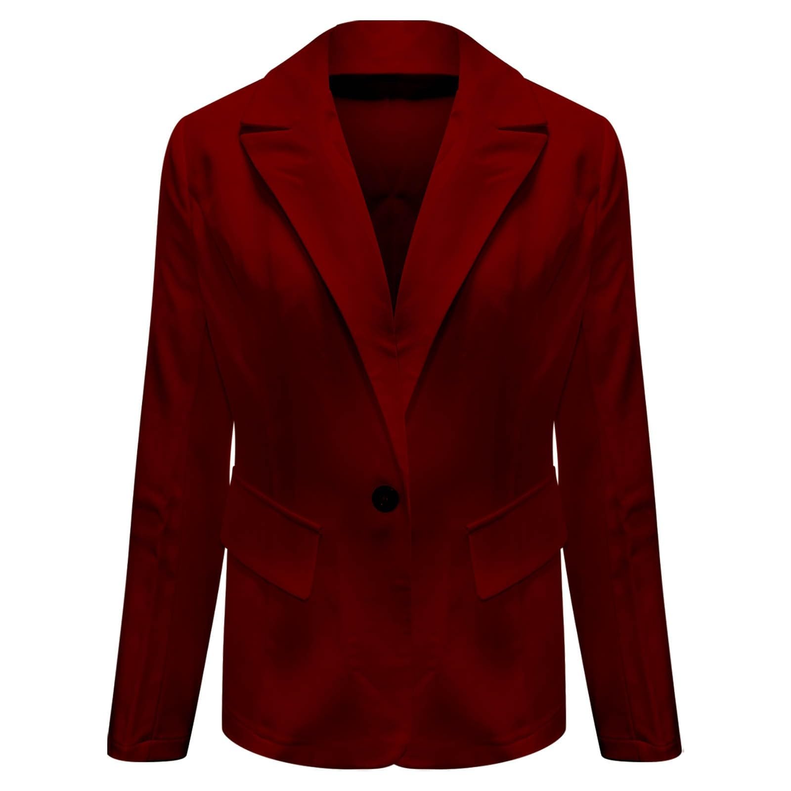 Blazer doublé pour femme - Cardigan surdimensionné à col rond boutonné de couleur unie avec poches et bouton pour femme - Blazer de travail avec ceinture