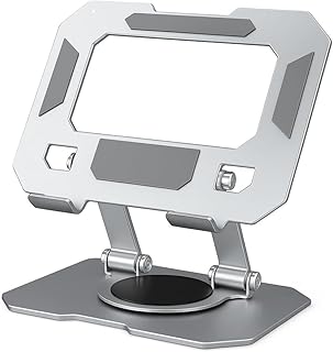 Suporte de tablet em aço carbono Resistente Dobrável Ajustável com base rotativa 360º, antiderrapante e design moderno Compatível com diversos modelos - Premium