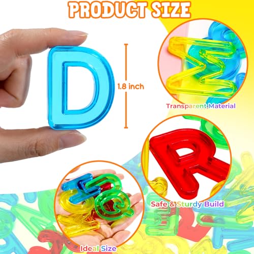 Image of Bbiamsleep 134PCS Plastic Letters and Numbers Light Table Manipulatives | Transparent Letters and Numbers Plastic Alphabet Letters Light Table Accessories for Counting and Spelling