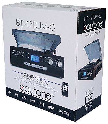 Boytone Bt-17Djm-C 3-Speed Stereo Turntable, 2 Built In Speakers Digital Lcd Display Am/Fm, Usb/Sd/Aux+ Cassette/Mp3 & Wma Playback /Recorder & Headphone Jack + Remote Control #TOP5