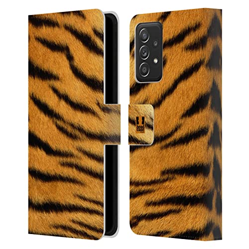 Coque portefeuille cuir Galaxy A52s style tigre sauvage et fermeture aimantée