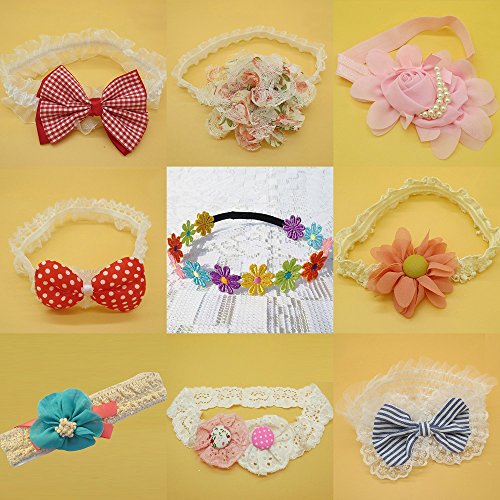 Dana Basics Baby Girls Toddler Bow Headbands Turban Knot Rabbit Hairband Headwear (9 packs)