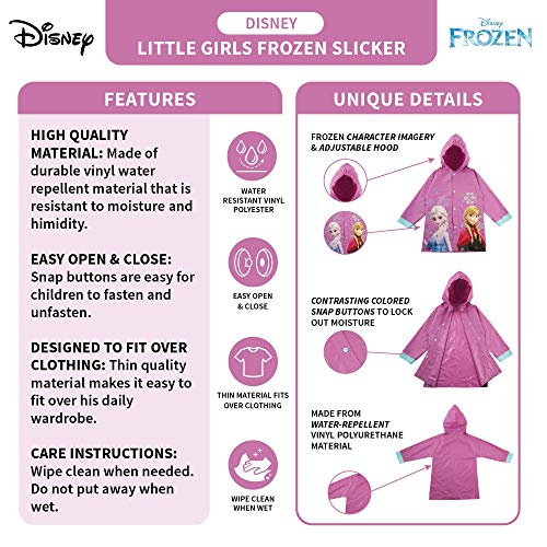 Image of Disney Girls Kids Umbrella and Slicker, Frozen Elsa and Anna Little Girl Rain Wear Set, For Ages 4-7