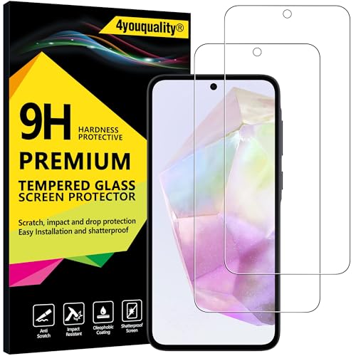 4youquality Screen Protector for Samsung Galaxy A35 & A55 5G Tempered Glass Film 2-Pack [LifetimeSupport] [Impact-Resistant] [Anti-Scratch]