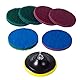 Kichwit Bohrbetriebener Bürsten-Fliesenschrubber Scheuerschwämme Reinigungsset, 2 Verschiedene Steifigkeiten, Scheiben-Padhalter mit 6 Scheuerpads, reinigt große Flache Bereiche, perfekt 12,7 cm
