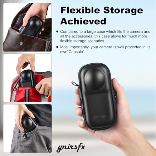 Ymirsfx Carrying Case for Insta360 X5/X4 | Compatible with Original Lens Cap | Protective Hard Shell Travel Bag with Wrist Strap & Secure Carabiner - image 5