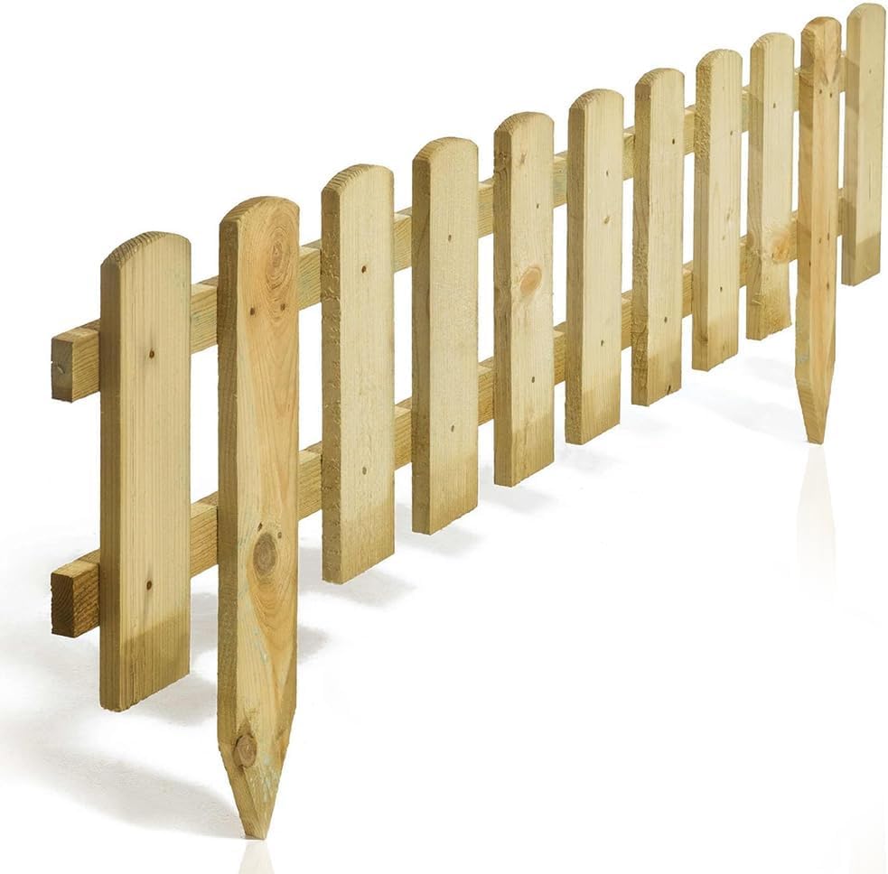 BONAFIDE Wooden Picket Fence Panel Fencing Edge Border for Garden Backyard Grass Edging for Lawn Fixed Picket Fence Log Decorative (10)
