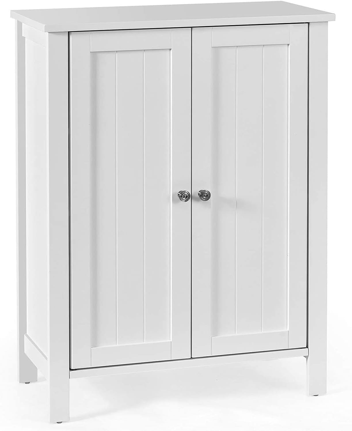 LUARANE Wooden Bathroom Floor Storage Cabinet, Side Storage Organizer Cabinet with Double Doors and Adjustable Shelves, Free Standing Sideboard for Entryway Bathroom Kitchen (Brown)