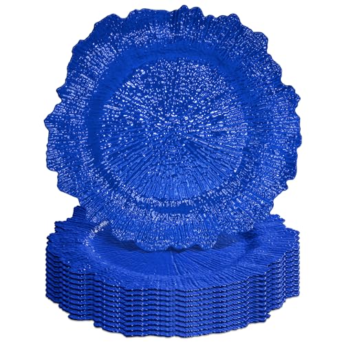 Tomeurperf Royal Blue Charger Plates Bulk 10Pcs - 13 Elegant Royal Blue Chargers for Dinner Plates Wedding & Event Decorative Charger Plates Set
