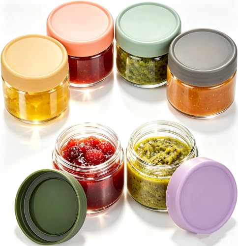 Lulonpon 6-Pack Thick Glass 2oz Mini Mason Jars with Lids - Airtight Condiment Containers, Salad Dressing Cups & Sauce Bottles for Lunch Box, Travel, Pantry Storage ﻿