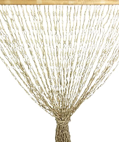 Tex family Cortina Wood © con cintas trenzadas de fibra natural, anti insectos, antirruido, color beige, 100 x 220 cm