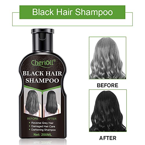 Black Hair Shampoo, Black Hair Dye Shampoo, Hair Dye Shampoo For Gray Hair, Darkening Shampoo,Reverse Grey Hair, Instant Black Coloring Fast Hair Dye, For Women Men Cover Gray White Hair, Restore Shiny Hair #TOP3