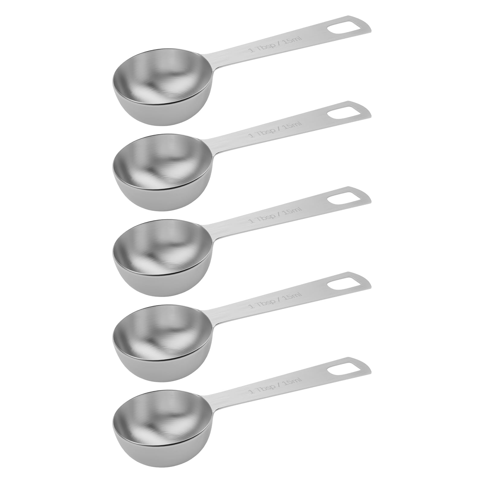 Lot de 5 cuillères à mesurer individuelles en acier inoxydable, 1 cuillère à soupe (15 ml, 3 cuillères à café, 1/16 tasse)