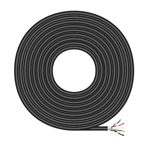 Câble réseau extérieur RJ45 Cat.6 FTP étanche rigide AWG24 noir 100m pour installation ethernet
