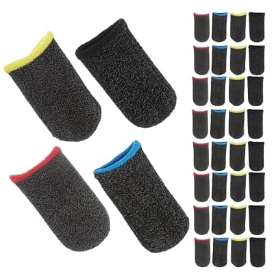 GANAZONO 40 Pairs Gaming Finger Sleeves for Touchscreen Mobile Gaming, Sweatproof Carbon Fiber Antislip Thumb Covers Compatible with Smartphones and Tablets for Gamers