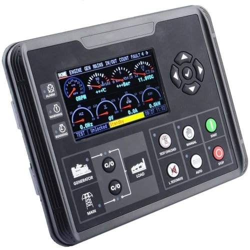 Helilyco DC62D - Gruppo elettrogeno con schermo LCD da 4,3 pollici, monitoraggio multi-parametro, relè programmabili, impermeabile IP54, per gruppi elettrogeni diesel/gas, nero