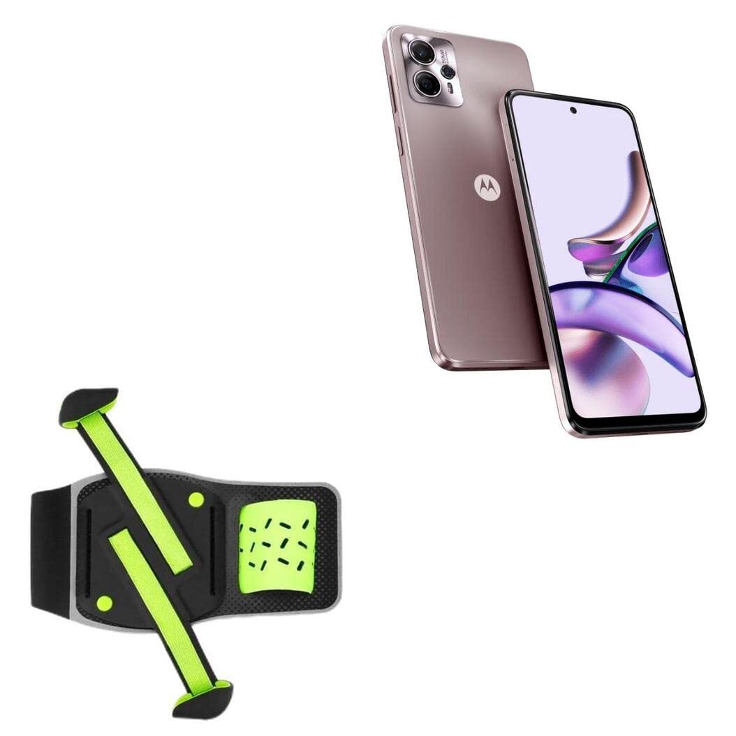 BoxWave Holster Compatible with Motorola Moto G13 - FlexSport Armband, Adjustable Armband for Workout and Running - Stark Green