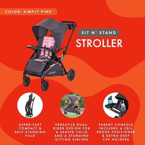 Image of Baby Trend Sit N' Stand 2.0 Stroller, Simply Pink