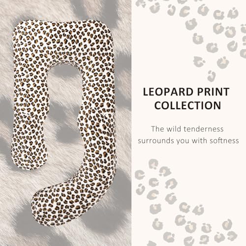 Image of Chilling Home Pregnancy Pillow, J Shape Pregnancy Pillows for Sleeping, Body Pillows for Adults, Maternity Pillow for Pregnant Women, with Velvet Removable Cover, Leopard Print