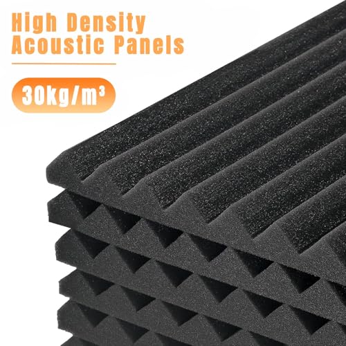 Saiqiang 12 Pack Akustikschaumstoff, Akustikschaumstoff Platten Wand Schalldämmung Akustikpaneele Schallschutzmatte Hoher Dichte Schaumstoffplatte 30x30x2.5 cm
