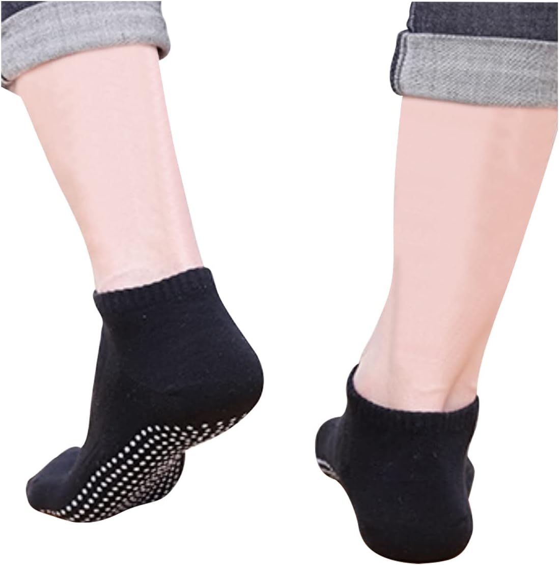 DOOVID Non Slip Socks for Women Men Cotton Ankle Socks Yoga Pilates Grips Socks