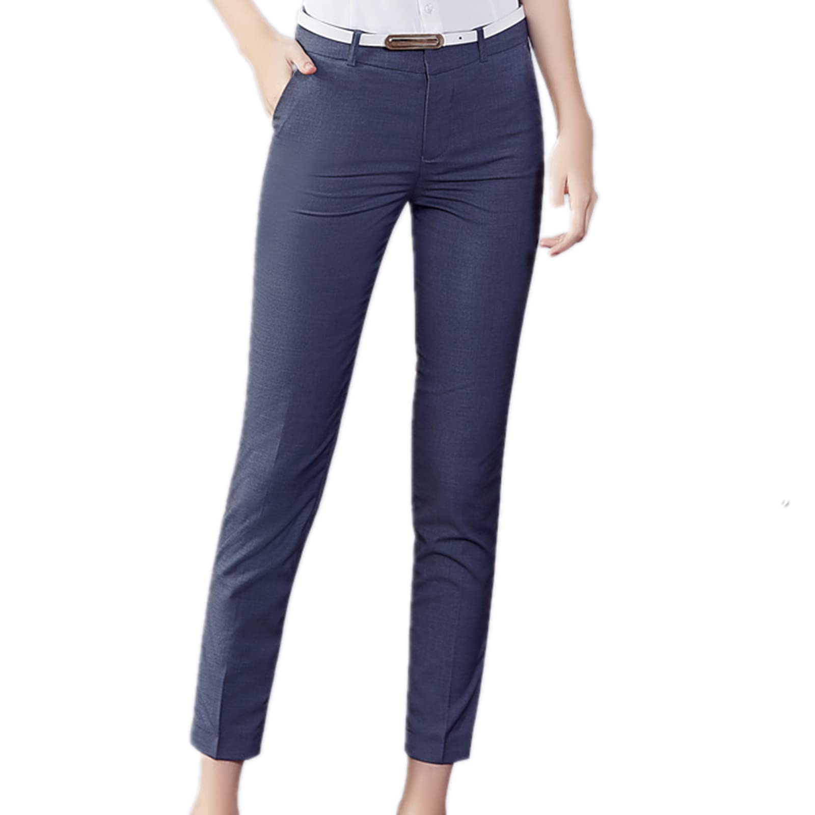 Fashion Womens Casual Workplace Temperament Trousers Loose All-Match Straight Pants Commuter Trousers L Blue