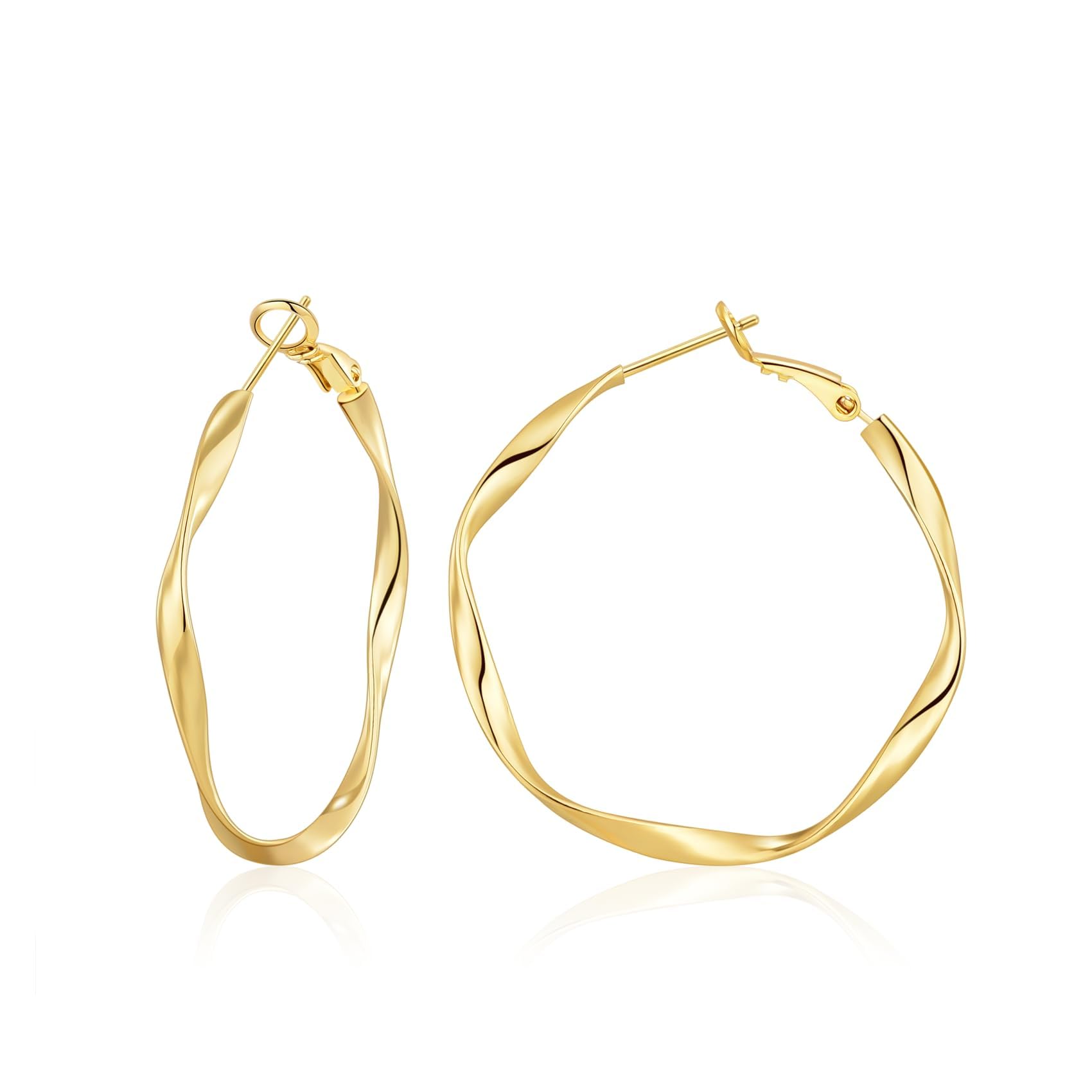 BMMYE Gold-Creolen Für Damen, 925 Sterling Silber,Leichte Hypoallergene Creolen Aus Sterlingsilber Für Frauen 30MM 40MM 50MM 60MM