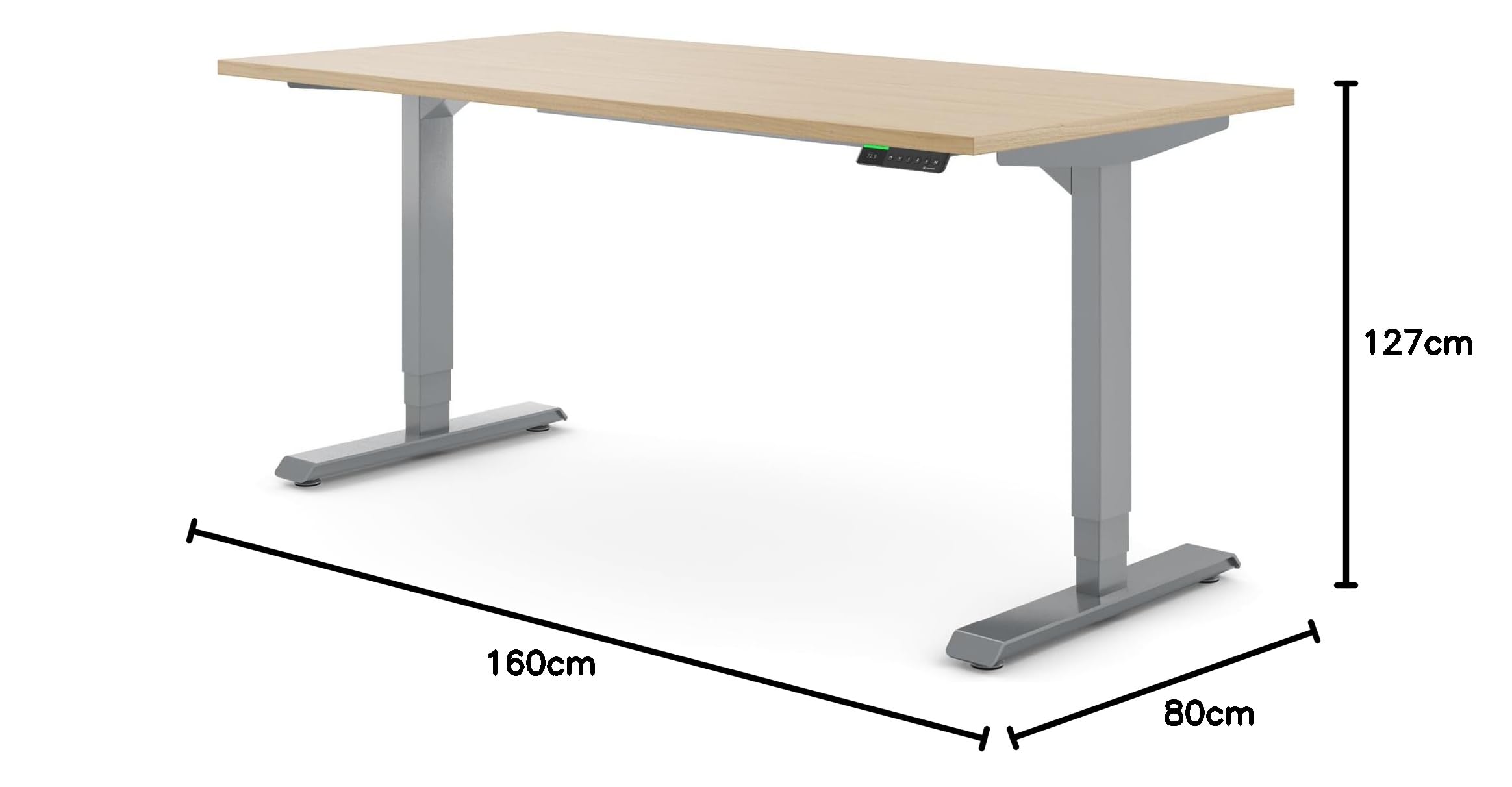 Ergotopia Desktopia Pro X Elektrisch höhenverstellbarer Schreibtisch, Ergonomischer Stehtisch für Büro oder Home Office (Ahorn, Gestell Grau, 180 x 80 cm)