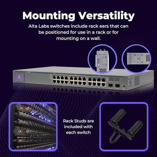 Image of Alta Labs S24-POE Cloud-Managed PoE+ Switch w / 24 Gigabit Ethernet Ports and 2 SFP+ Ports, Power Over Ethernet on 16 Ports, 240W PoE Budget, 2 SFP+ Ports Support Up To 10 Gbps Fiber /Copper Connections