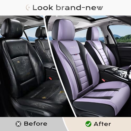 Image of Coverado Car Seat Covers, Front Covers for Cars, Car Seat Cover Front Seats, Automotive Seat Cover, Waterproof, Leather Car Seat Cushion, Universal Interior Covers Seat Protectors for Most Cars