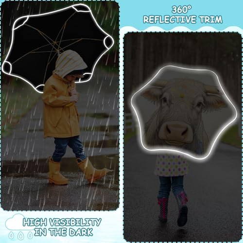 Paraguas a prueba de pellizcos para niños con protección reflectante contra tormentas y viento 6