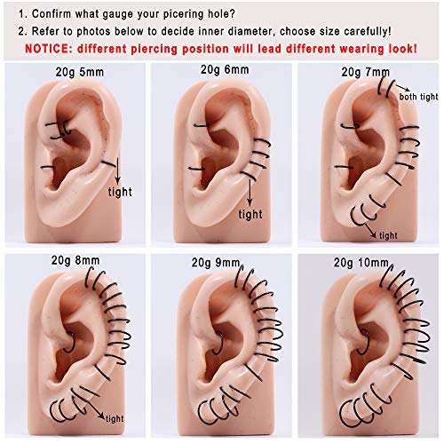 Image of FANSING Men Women 316L Surgical Steel Hinged Nose Rings Hoop for Nostril Septum Cartilage Helix Daith Tragus Rook Conch Lip Ear Lobe Piercings