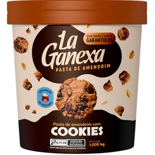 Pasta de Amendoim Integral Cookies Cream Sem Gluten 1kg La Ganexa