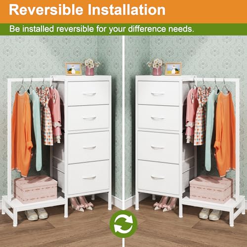 Commode-Penderie 4 Tiroirs Blanche Réversible OYRREU