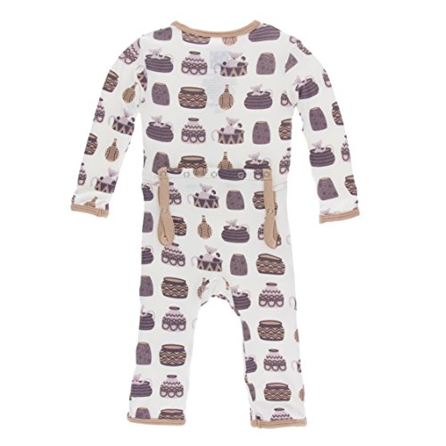 KicKee Pants Little Girls Print Coverall with Zipper - Natural Bush Baby, 4T