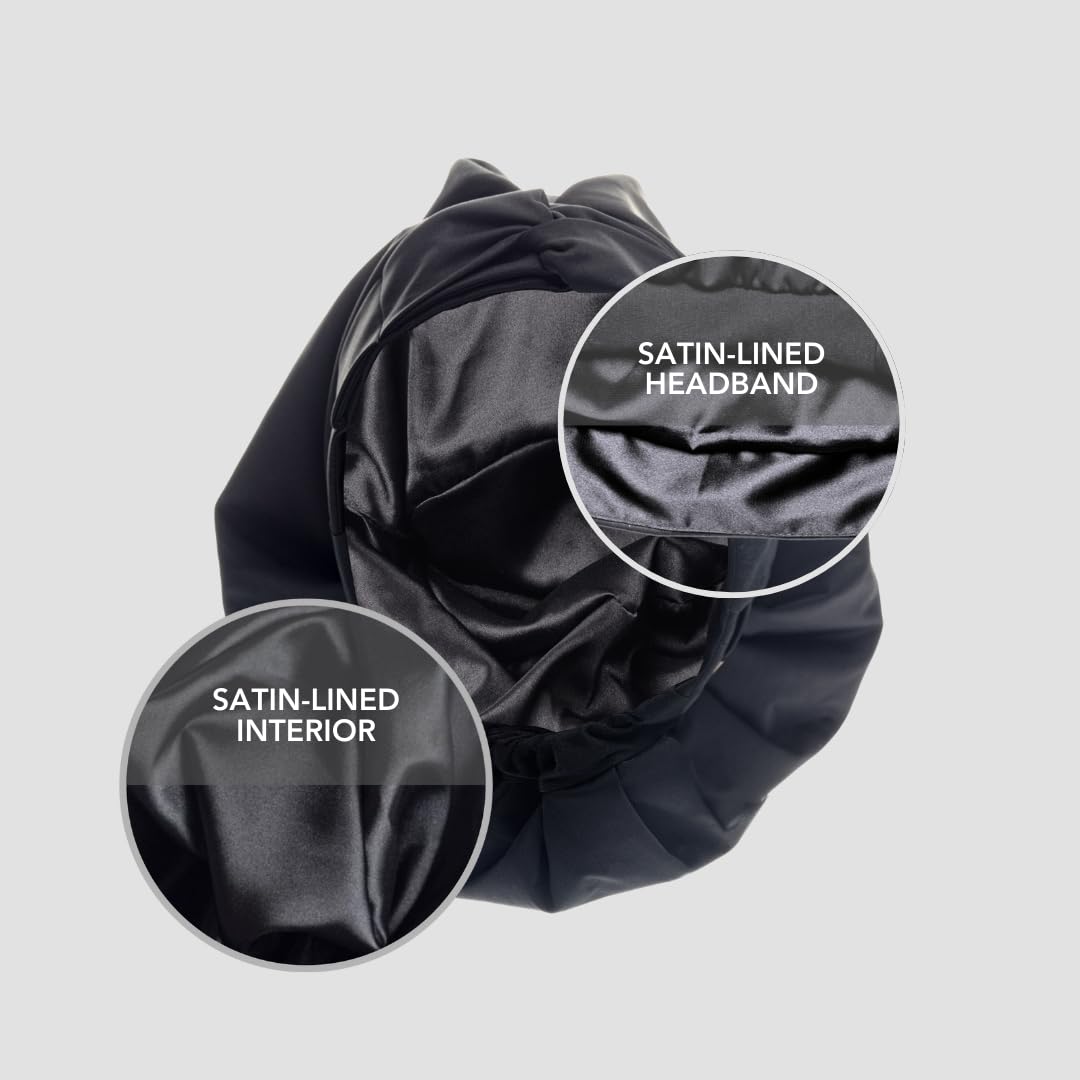 Hairbrella Luxurious Satin-Lined Adjustable Shower Cap For Women, 100% Waterproof, Reusable, Washable, Breathable, No Plastic (Mocha)