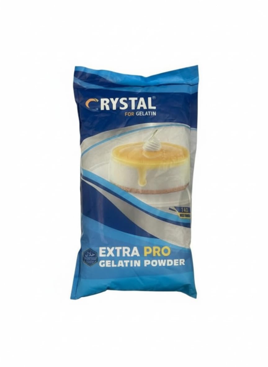 Crystal Extra Pro Gelatin Powder 1kg | High Bloom Strength | Halal Certified | Food Grade Gelatin for Baking, Desserts, Gummies & Confectionery Use